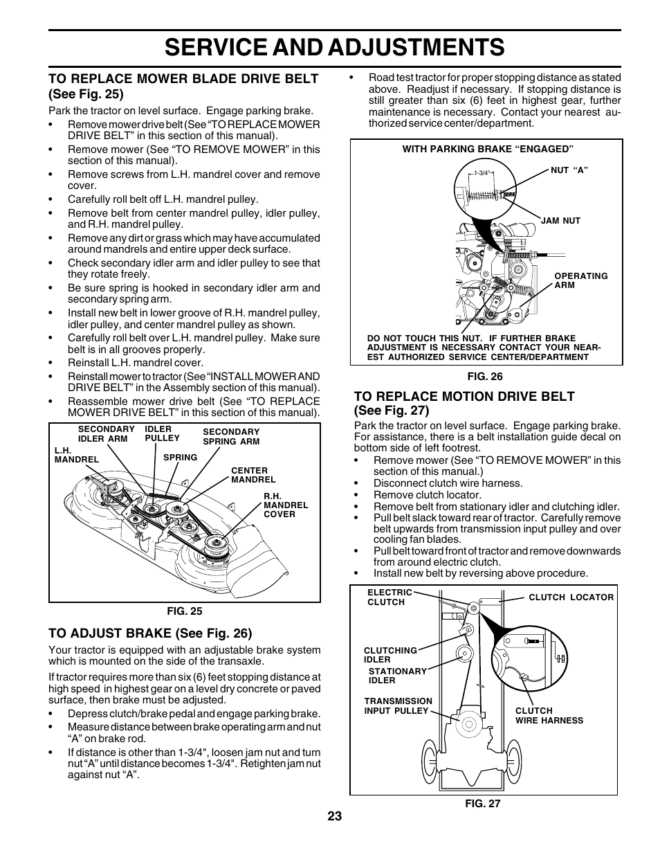 Service and adjustments | Poulan 180200 User Manual | Page 23 / 48