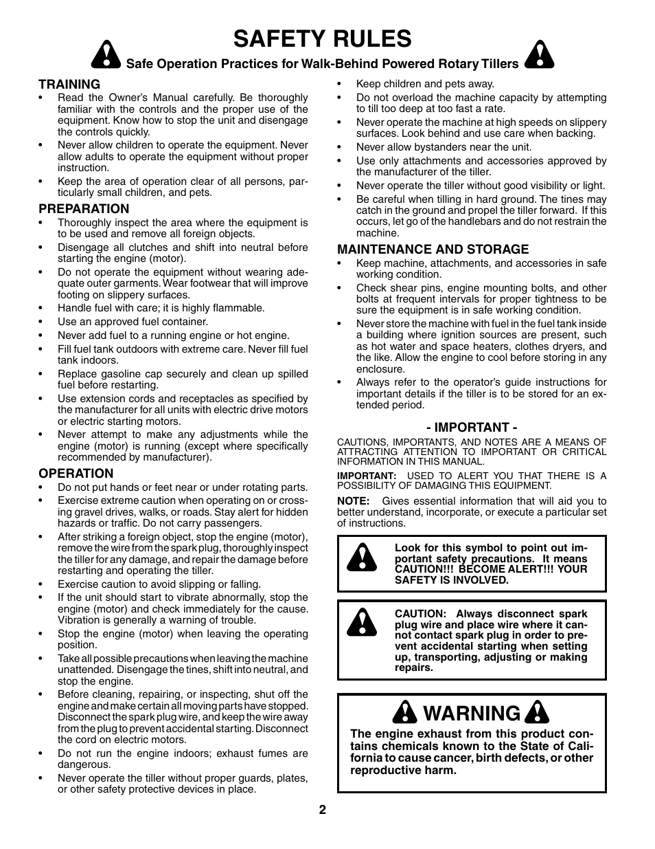 Safety rules, Warning | Poulan AGF550A User Manual | Page 2 / 24