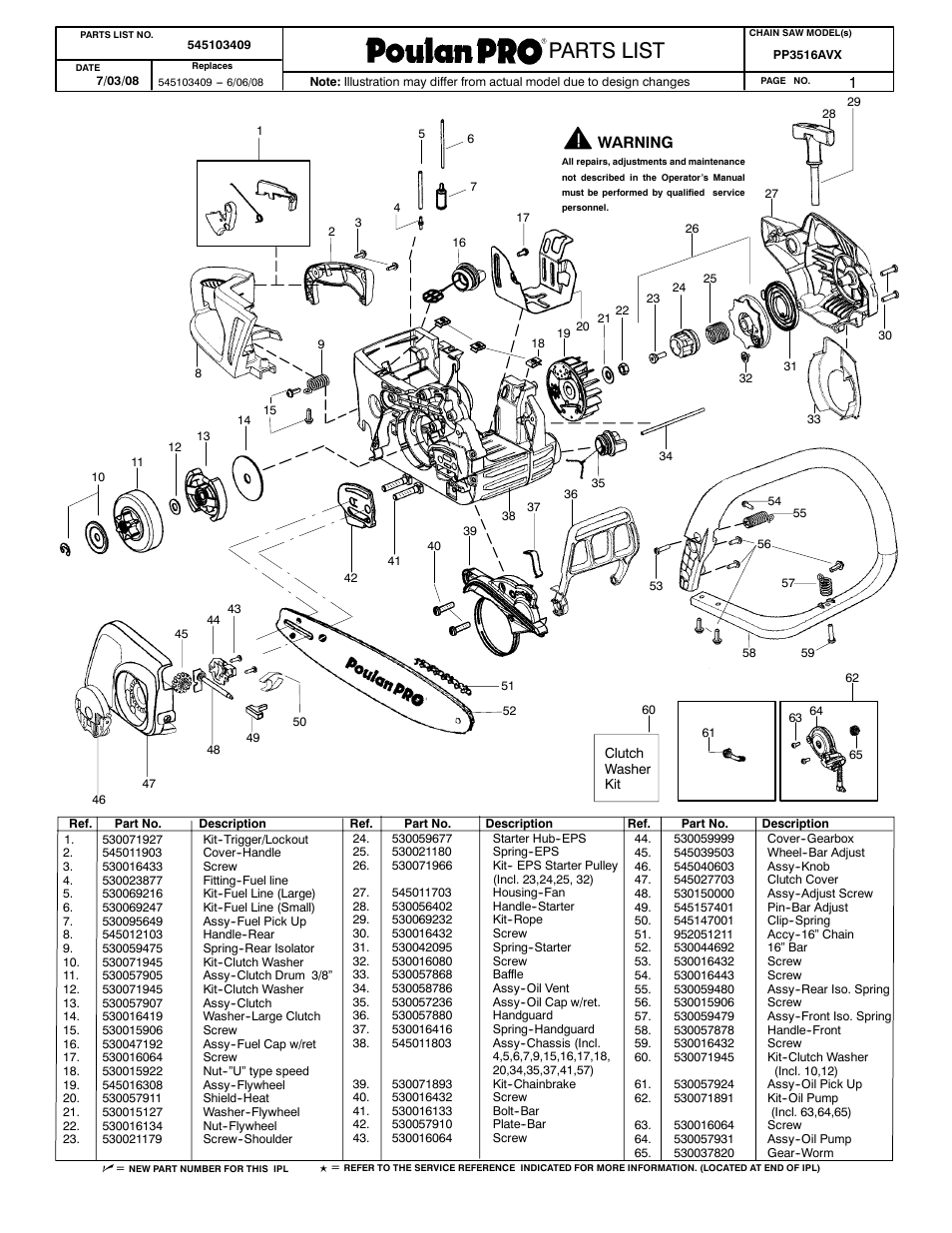 Poulan 545103409 User Manual | 2 pages