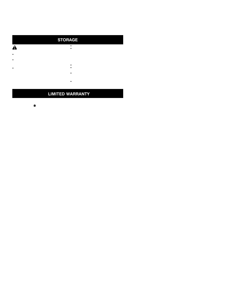 Storage, Limited warranty | Poulan 530164694 User Manual | Page 12 / 12