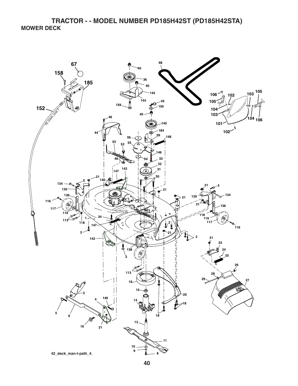 Mower deck | Poulan 188774 User Manual | Page 40 / 44