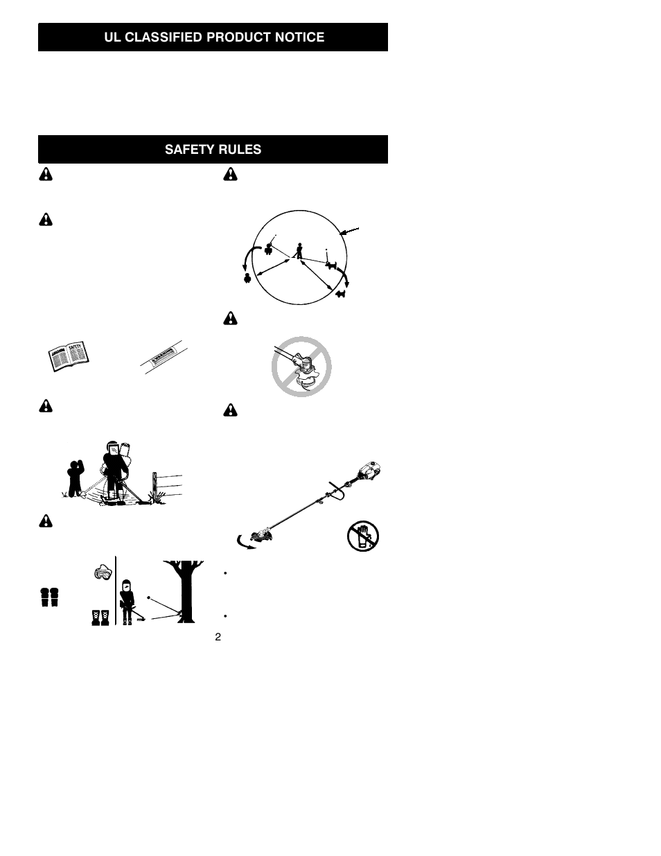 Ul classified product notice, Safety rules | Poulan 530163727 User Manual | Page 2 / 19