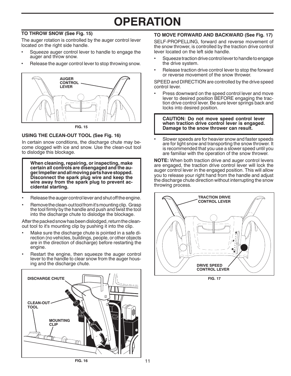 Operation | Poulan Pro PP265E27 SNOW THROWER User Manual | Page 11 / 44