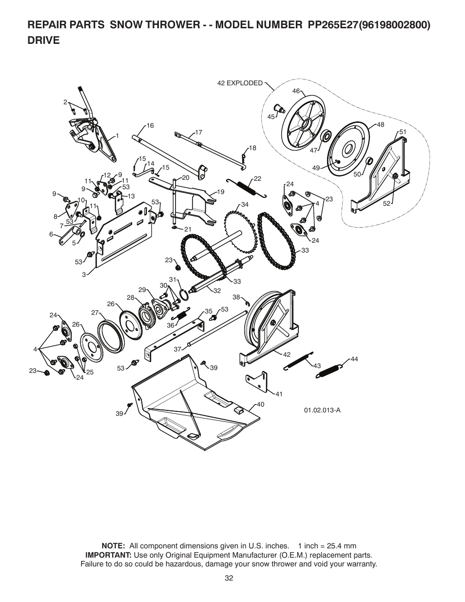 Poulan Pro PP265E27 SNOW THROWER User Manual | Page 32 / 44