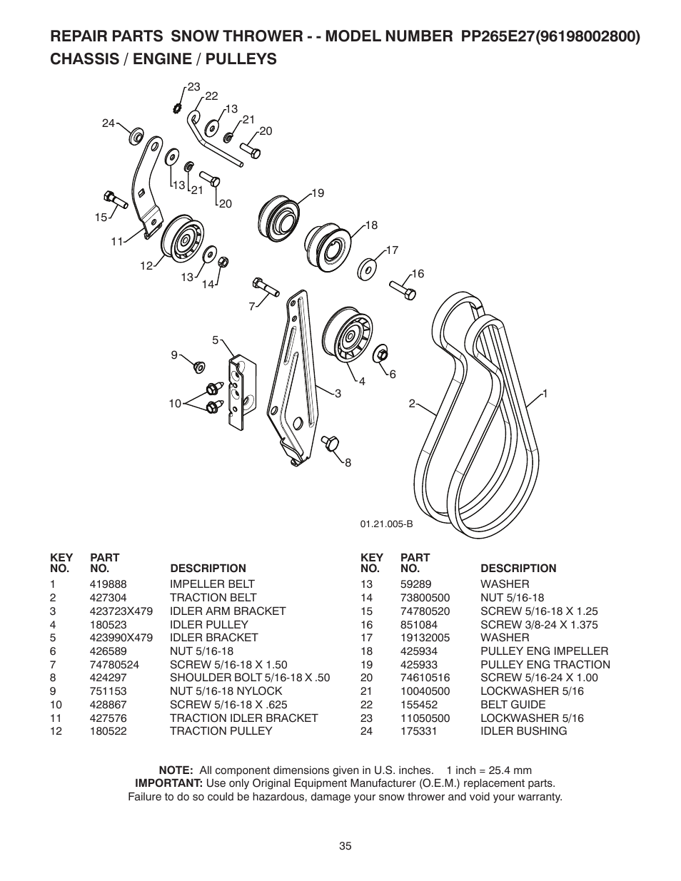 Poulan Pro PP265E27 SNOW THROWER User Manual | Page 35 / 44