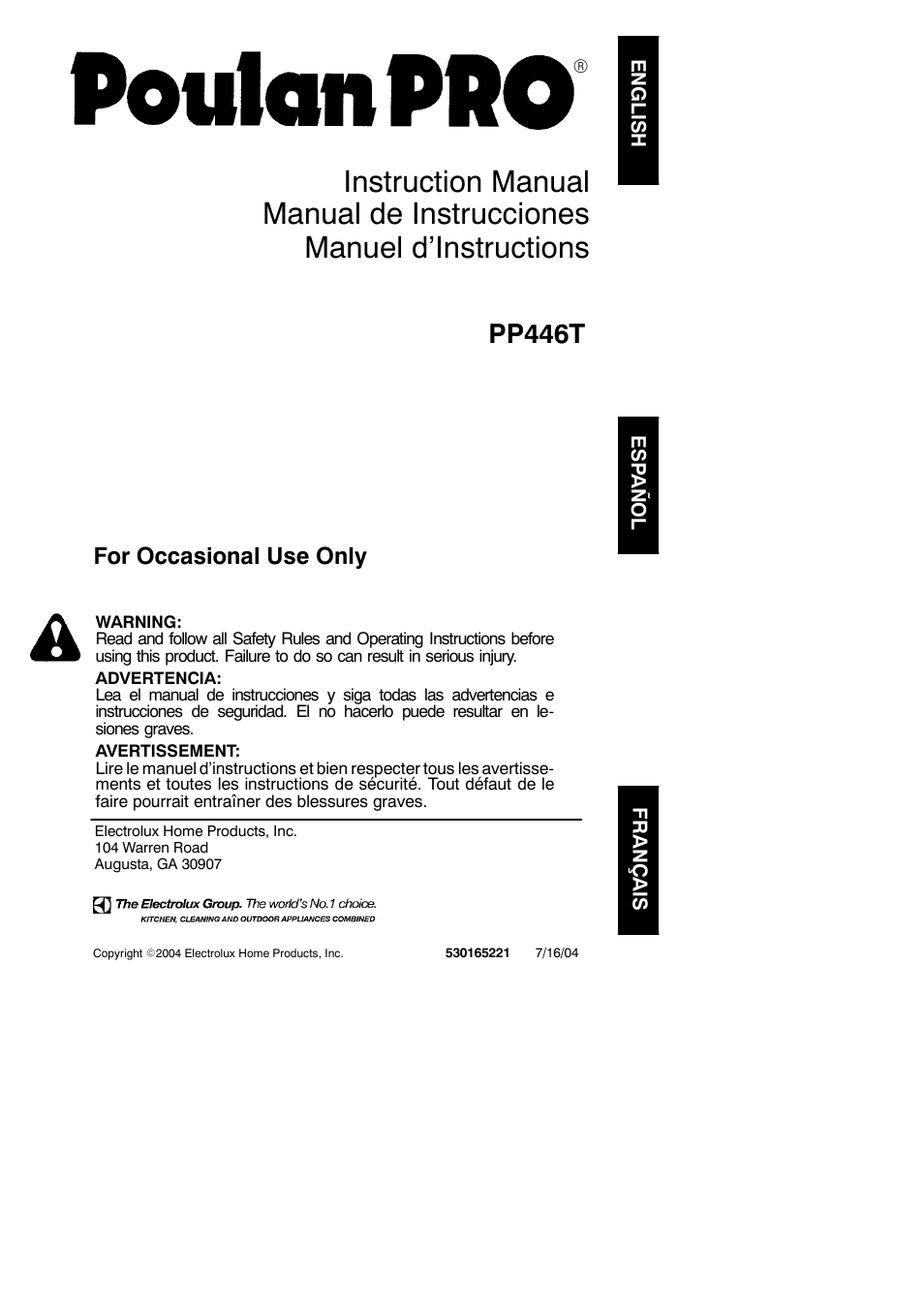 Poulan 530165221 User Manual | 21 pages