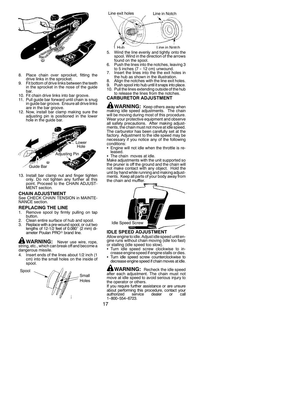 Warning | Poulan 530165221 User Manual | Page 17 / 21