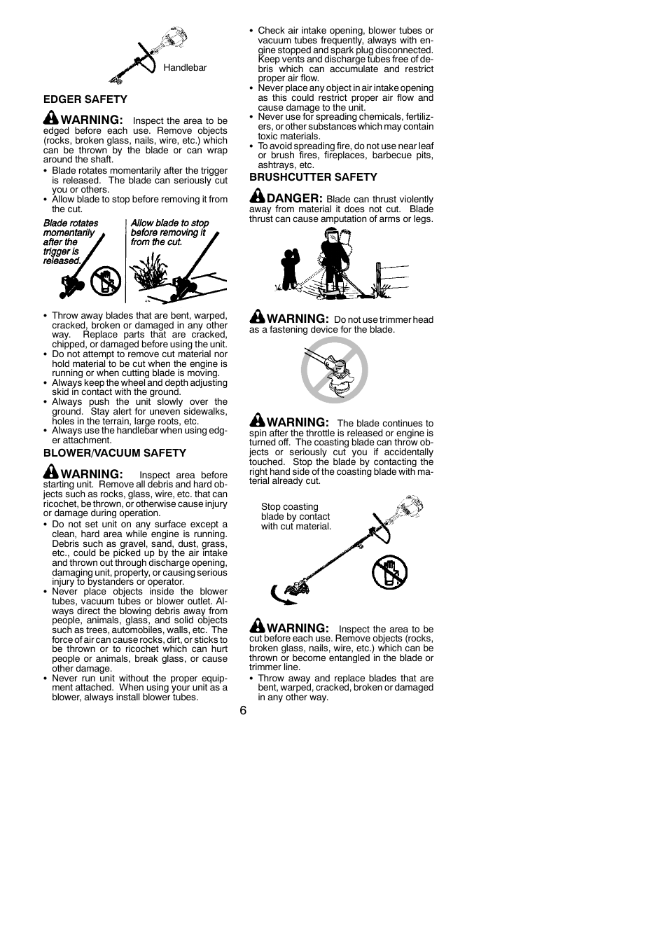 Warning, Danger | Poulan 530165221 User Manual | Page 6 / 21