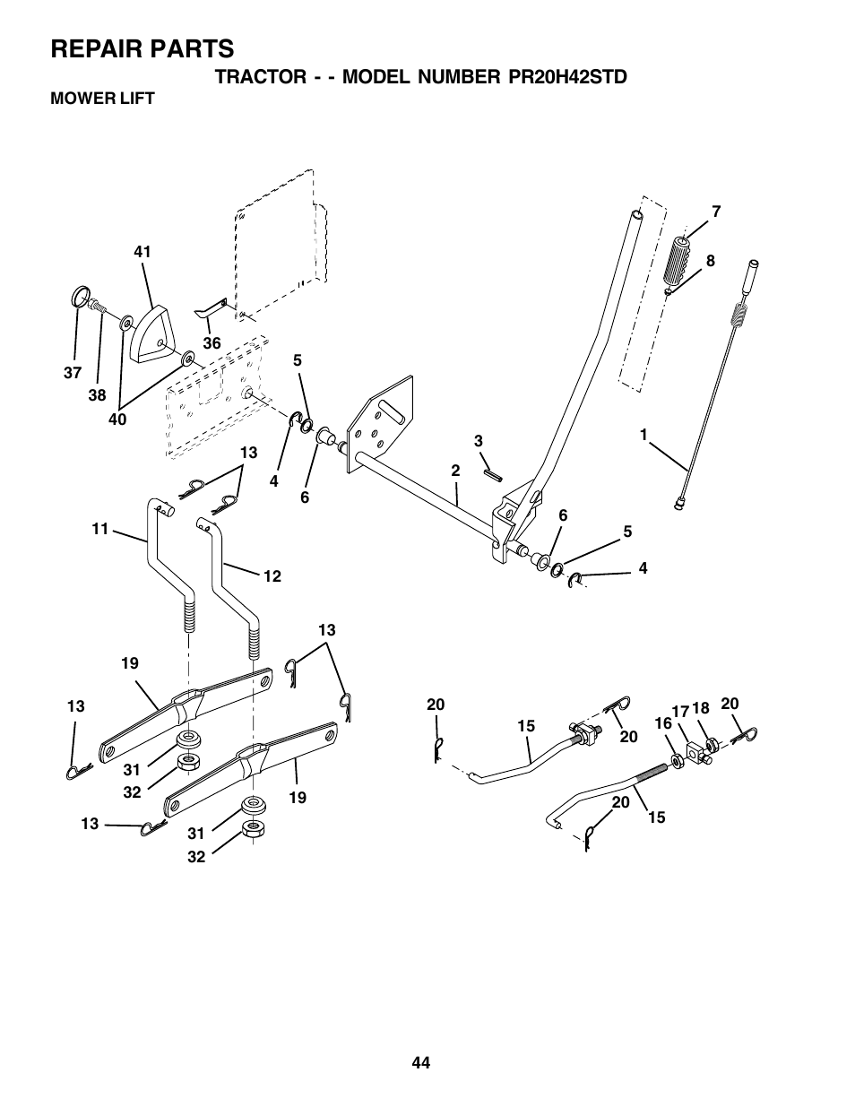Repair parts | Poulan 180002 User Manual | Page 44 / 48