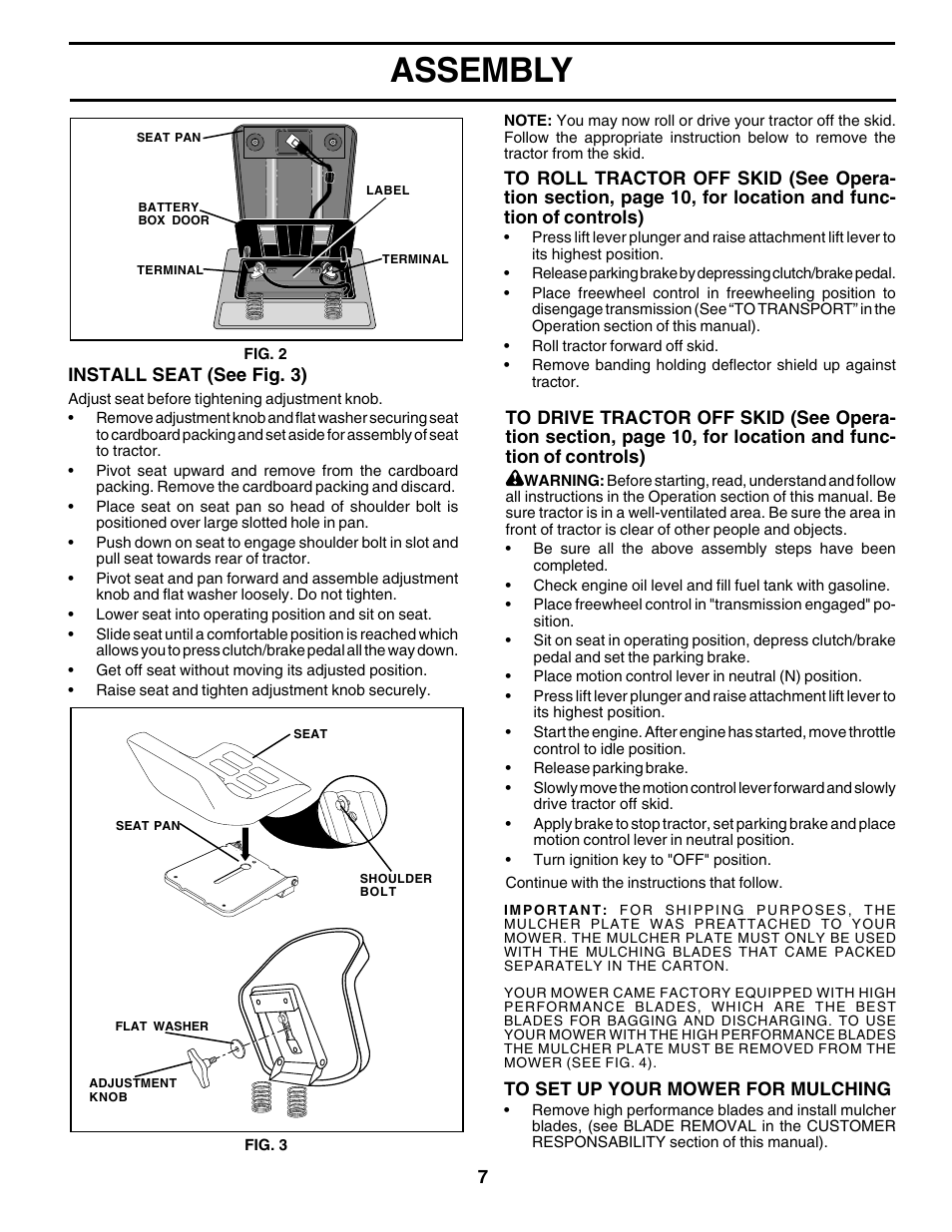 Assembly | Poulan 180002 User Manual | Page 7 / 48