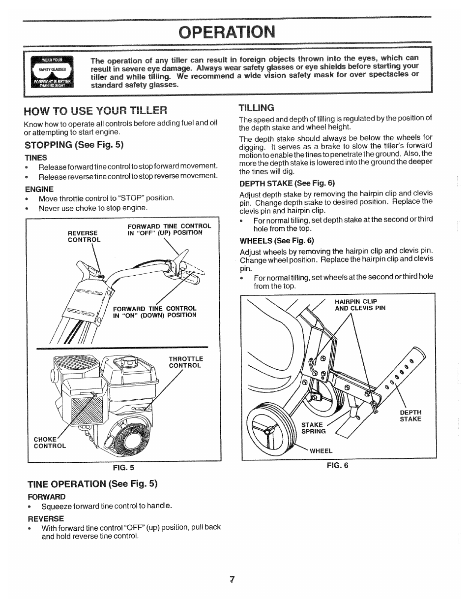 How to use your tiller, Tilling, Operation | Poulan HDF550L User Manual | Page 7 / 24