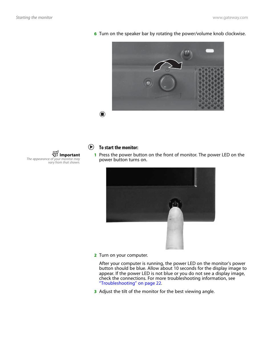 Starting the monitor, To start the monitor | Preference Audio FPD1975W User Manual | Page 16 / 38