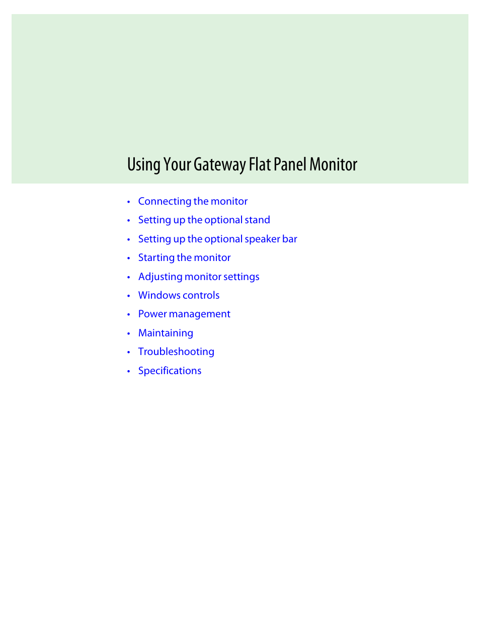 Using your gateway flat panel monitor | Preference Audio FPD1975W User Manual | Page 5 / 38