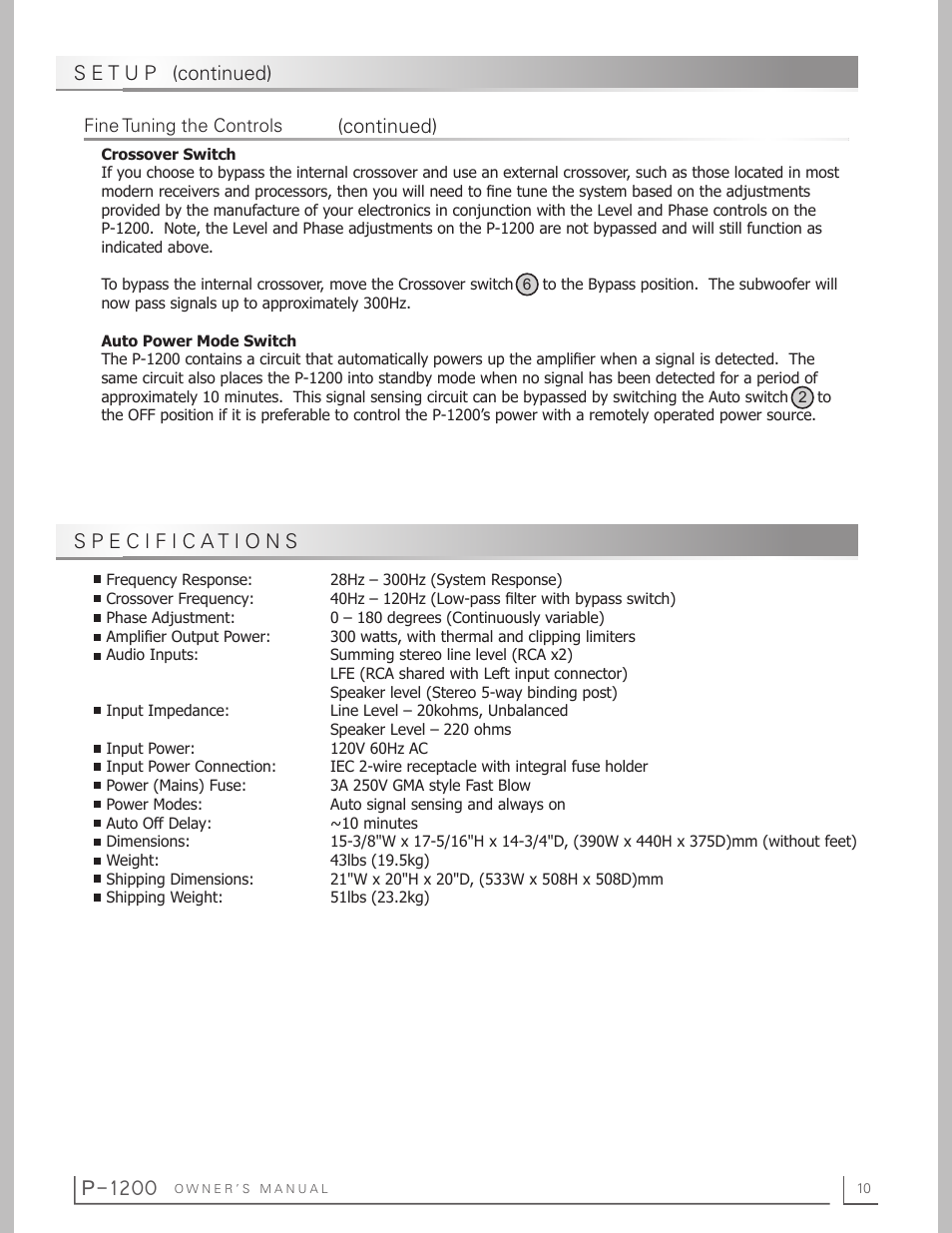 P-1200 | Preference Audio P-1200 User Manual | Page 10 / 12