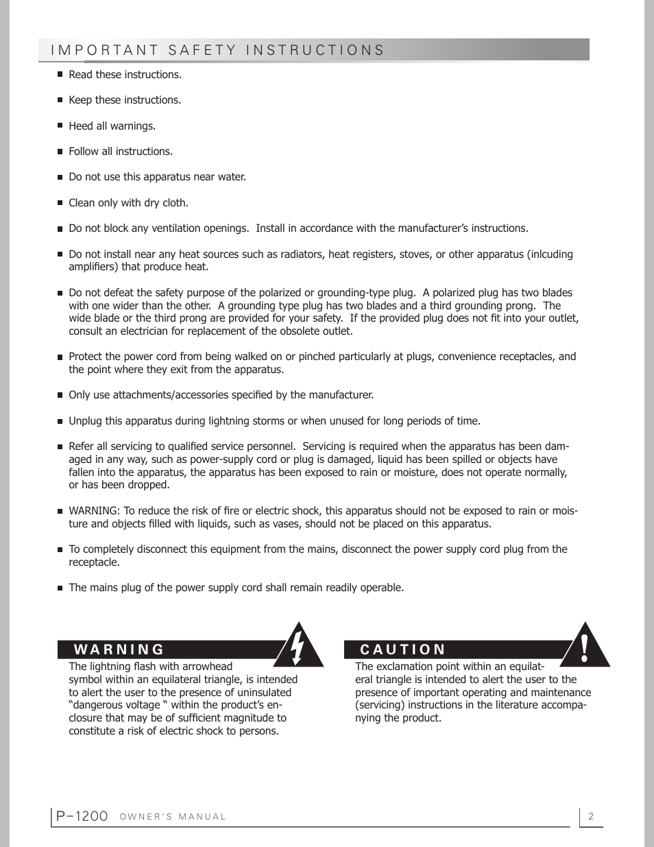 P-1200 | Preference Audio P-1200 User Manual | Page 2 / 12