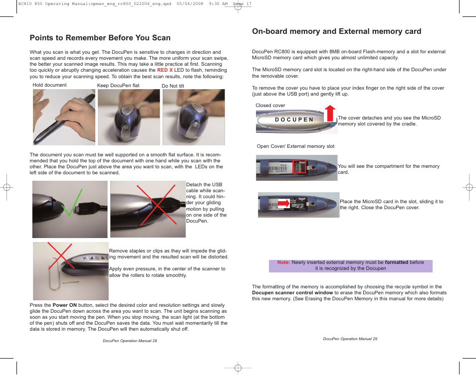 Points to remember before you scan | Planon System Solutions DocuPen RC810 User Manual | Page 17 / 19