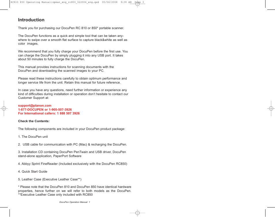 Introduction | Planon System Solutions DocuPen RC810 User Manual | Page 3 / 19