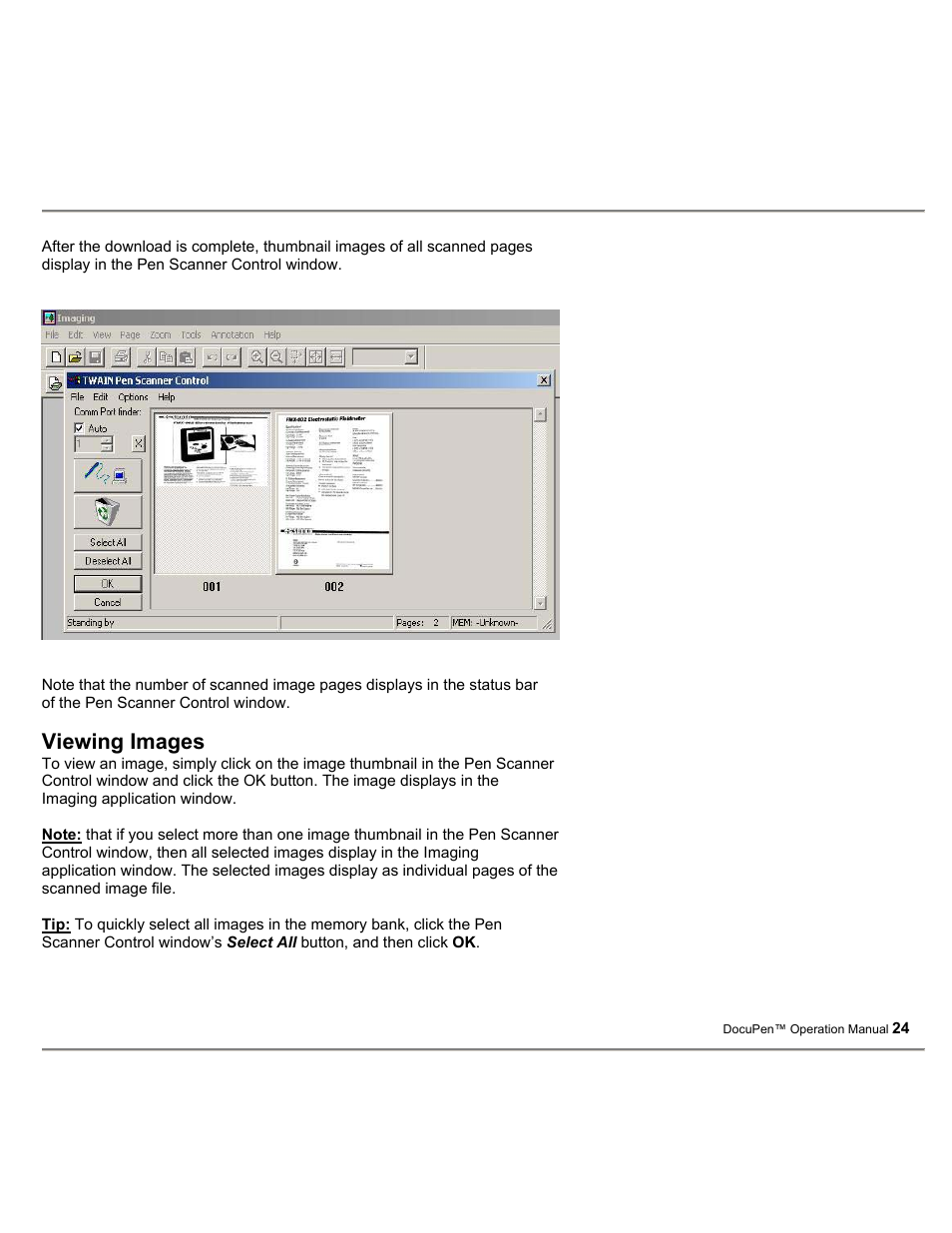 Viewing images | Planon System Solutions DocuPort Series DocuPen User Manual | Page 24 / 48