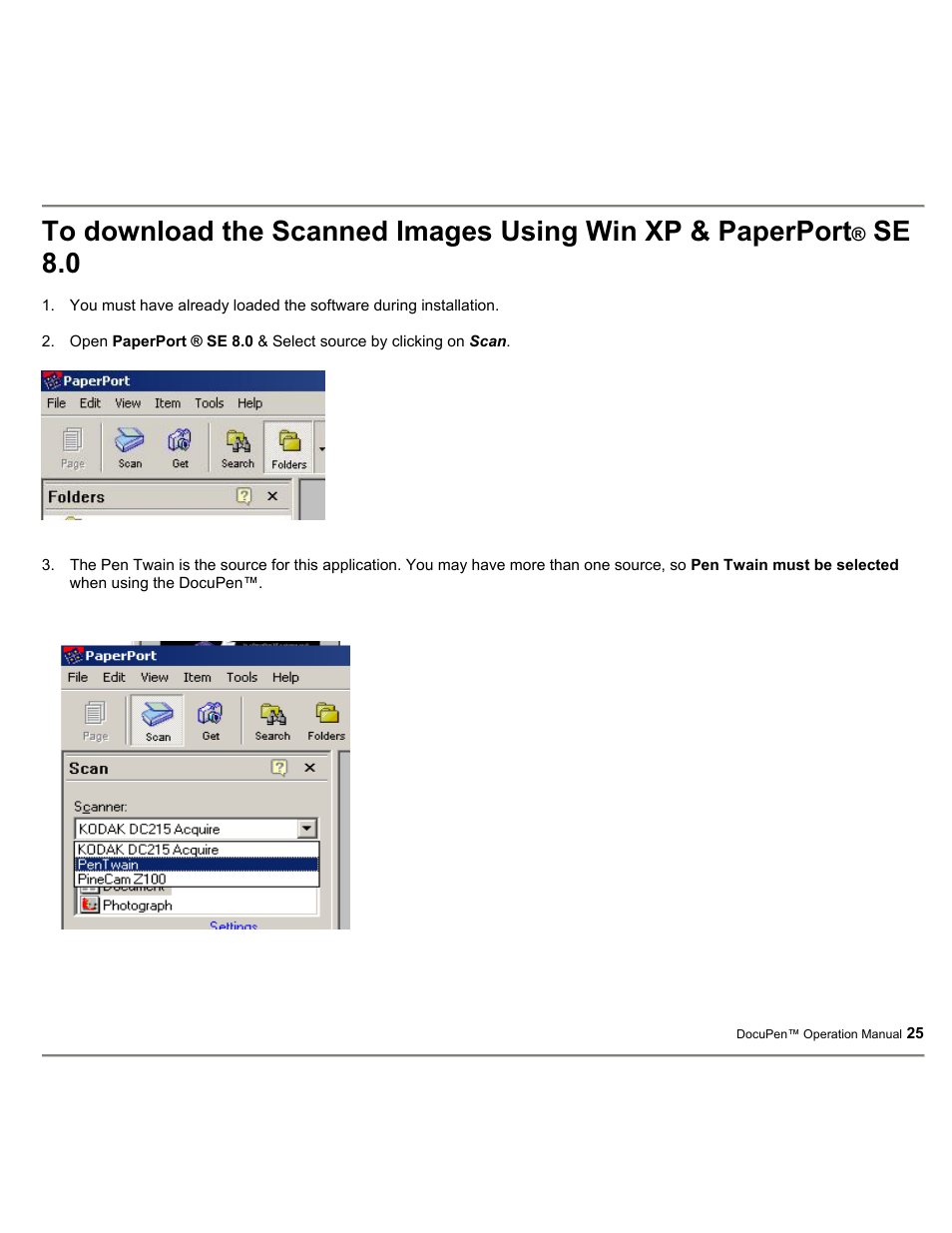 Se 8.0 | Planon System Solutions DocuPort Series DocuPen User Manual | Page 25 / 48