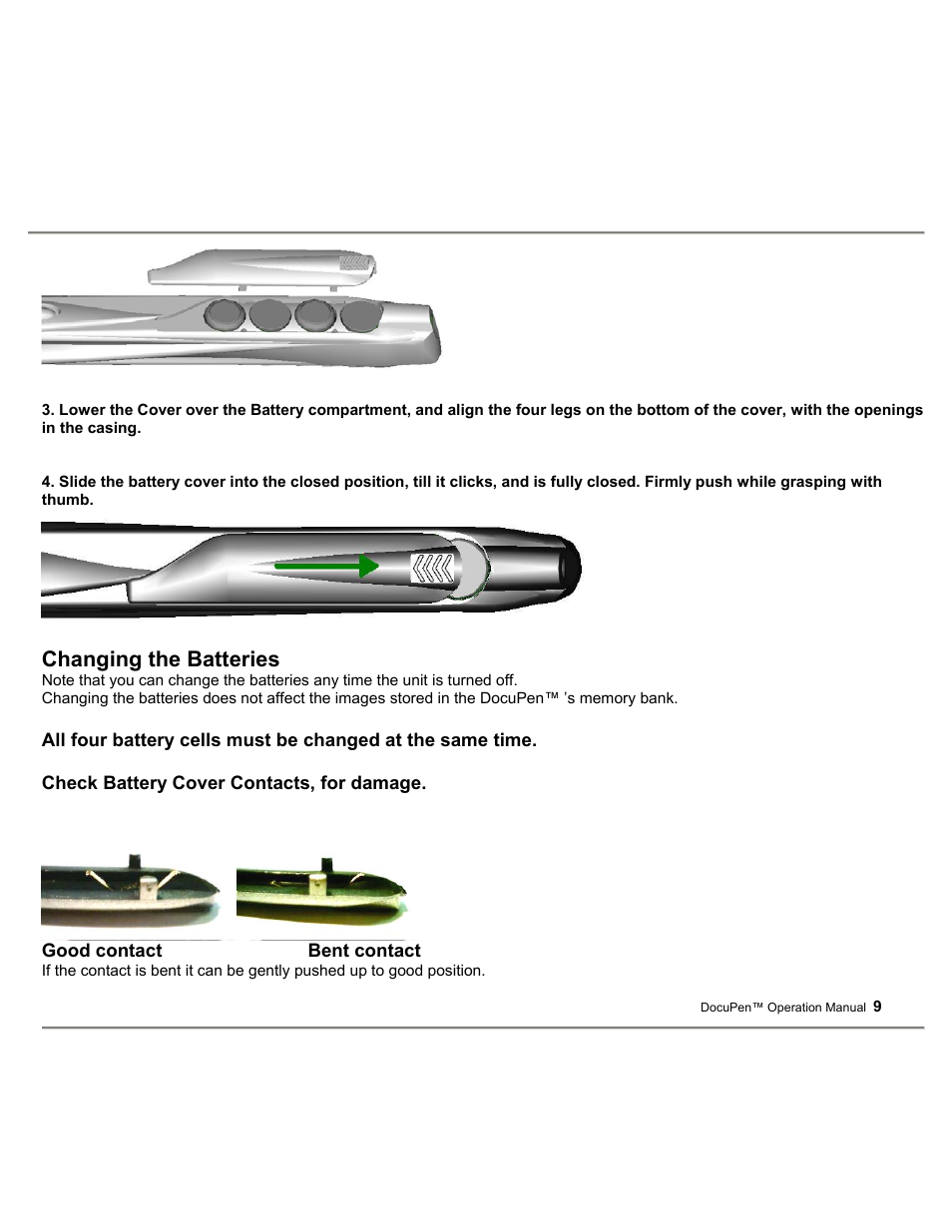 Changing the batteries | Planon System Solutions DocuPort Series DocuPen User Manual | Page 9 / 48