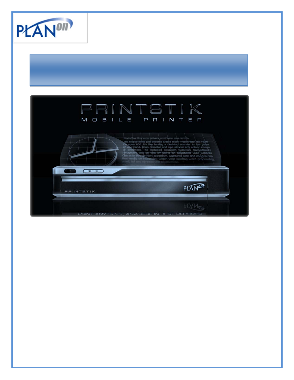 Planon System Solutions PRINTSTIK 900 series User Manual | 42 pages