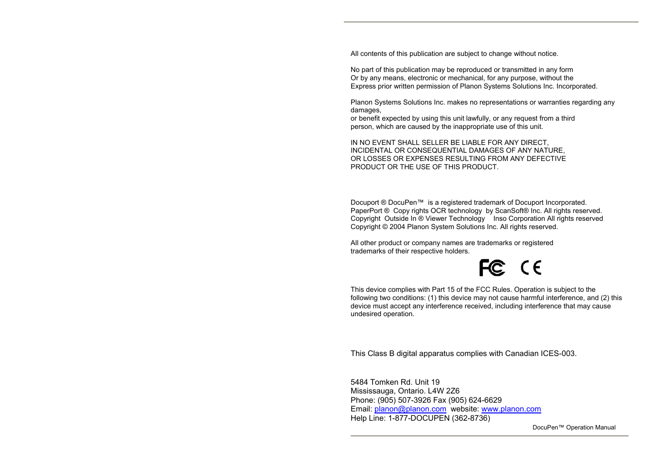 Canada ices 003, issue 3, Legal and other notices | Planon System Solutions R700 User Manual | Page 2 / 44