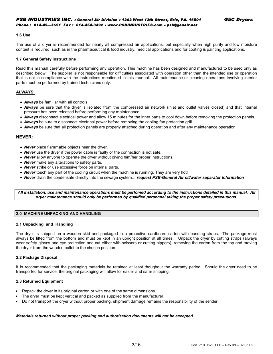 PSB Speakers GLACIER G5C 0018 User Manual | Page 3 / 18
