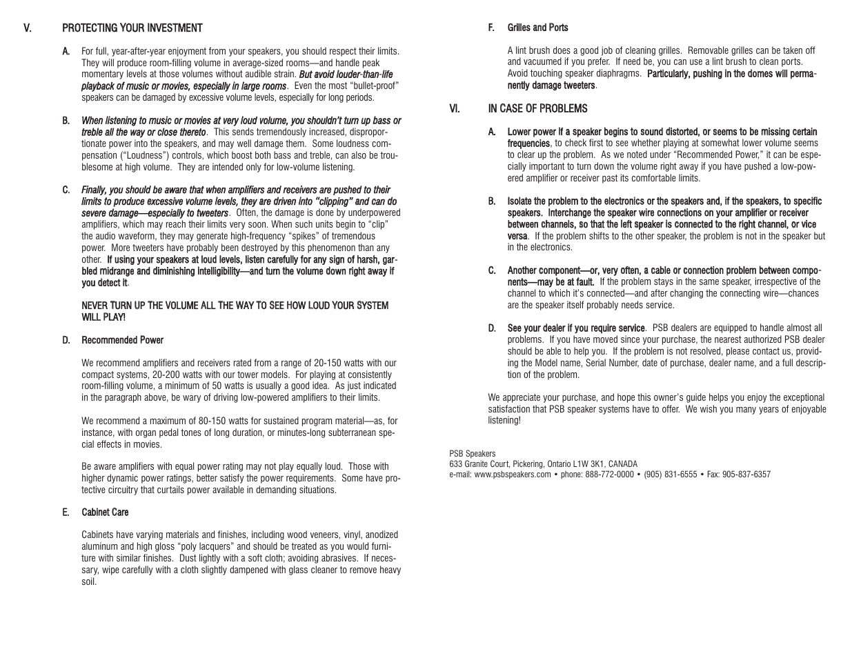 PSB Speakers speakers User Manual | Page 4 / 4