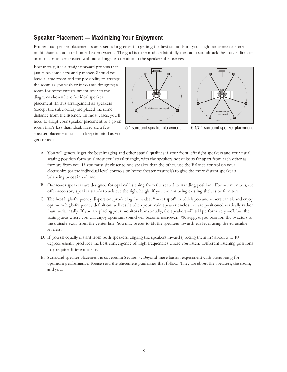 Speaker placement — maximizing your enjoyment | PSB Speakers Platinum Series User Manual | Page 3 / 13