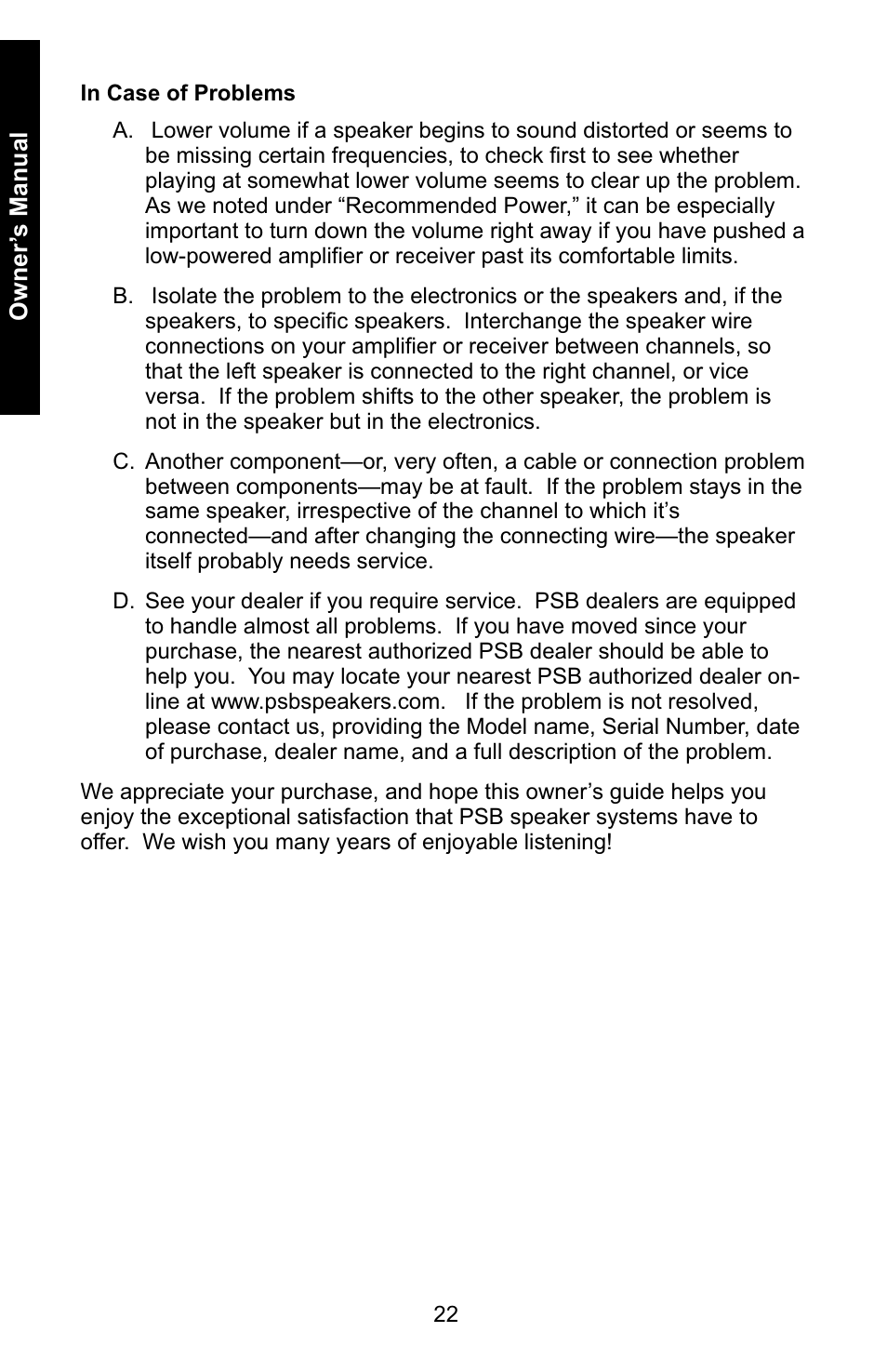 PSB Speakers 6919217 User Manual | Page 22 / 27