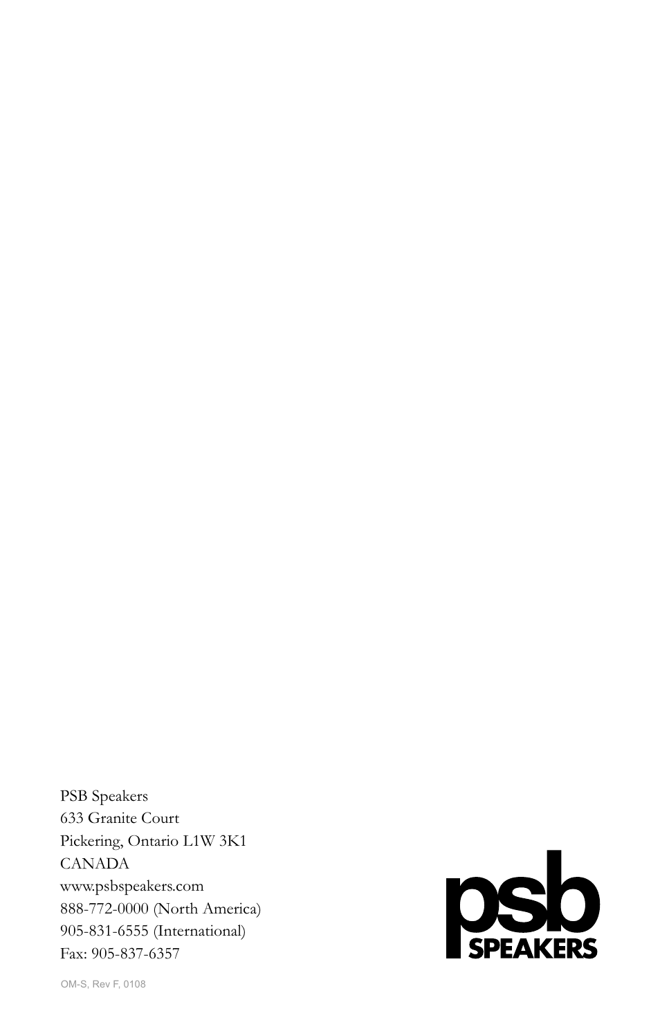 PSB Speakers 6919217 User Manual | Page 27 / 27