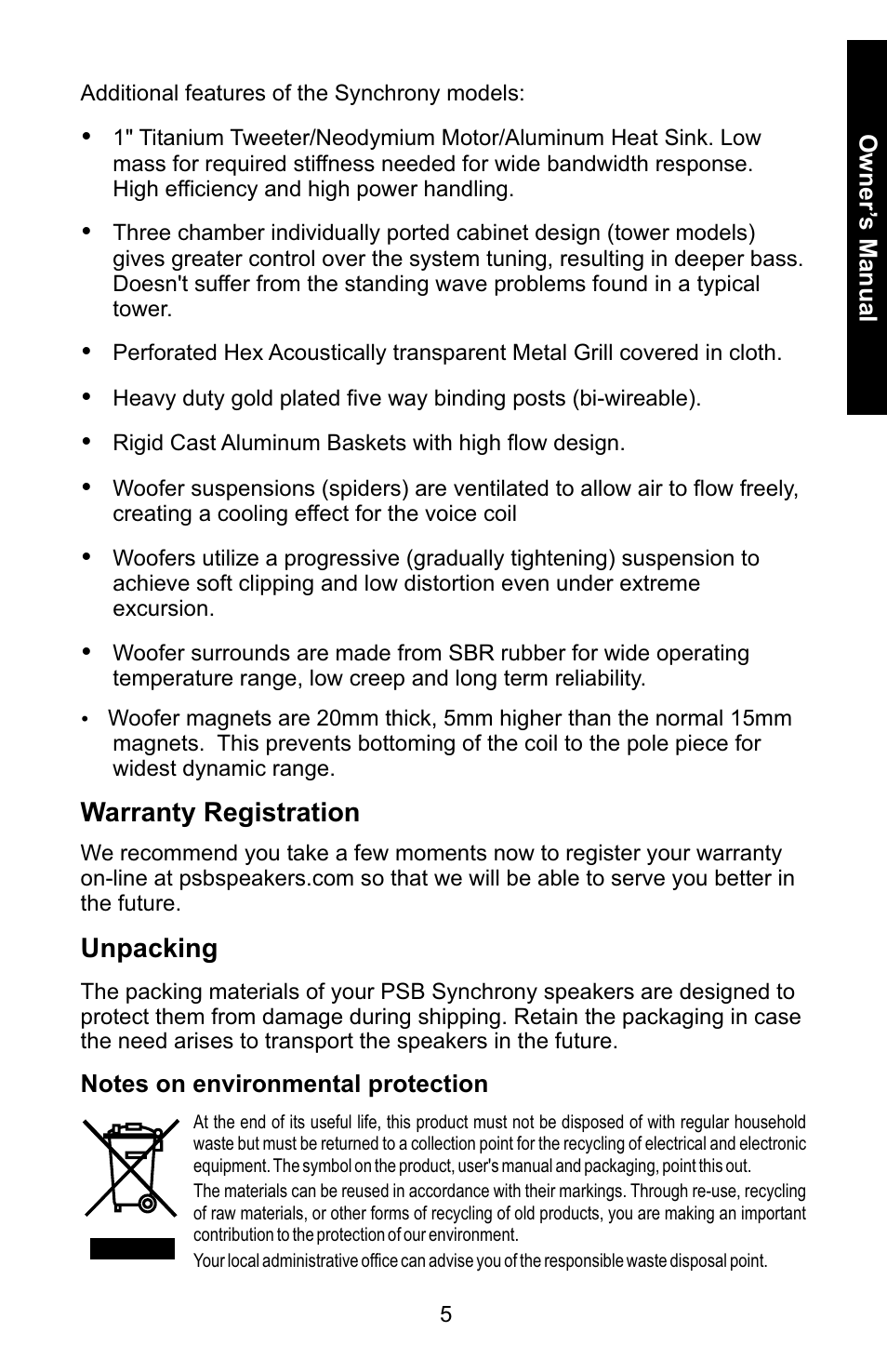 PSB Speakers 6919217 User Manual | Page 5 / 27