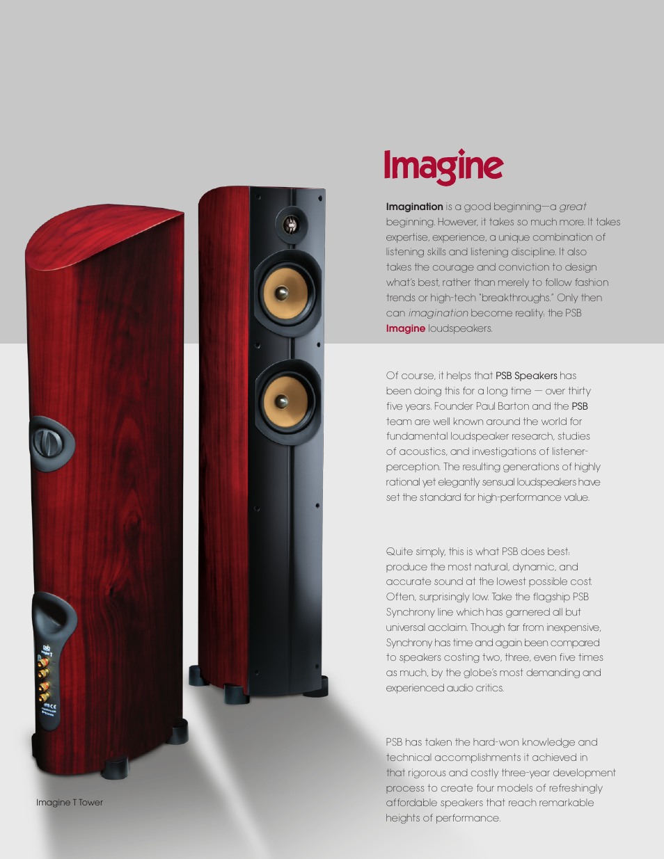 PSB Speakers Imagine Loudspeakers User Manual | Page 2 / 4