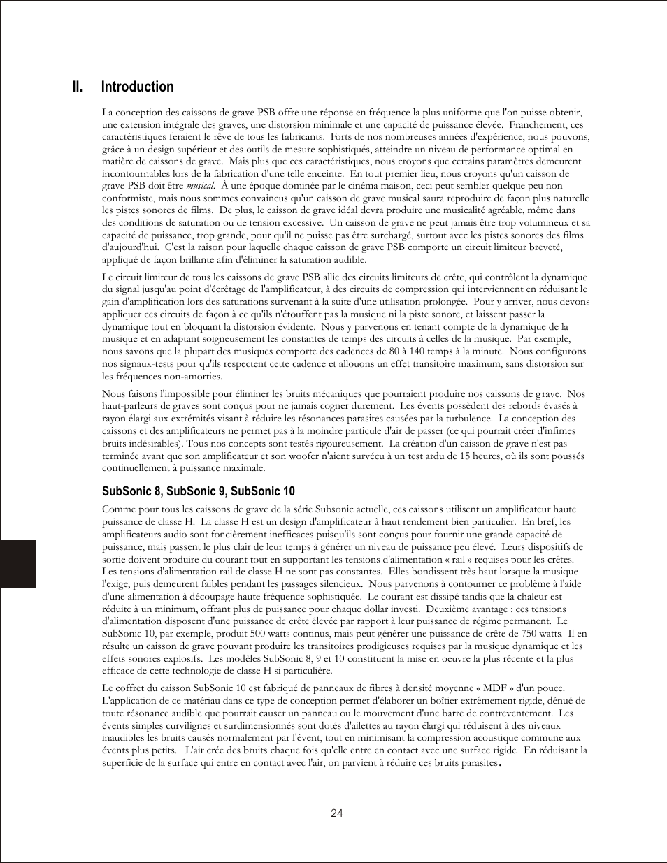 Ii. introduction | PSB Speakers CHS212 User Manual | Page 24 / 52