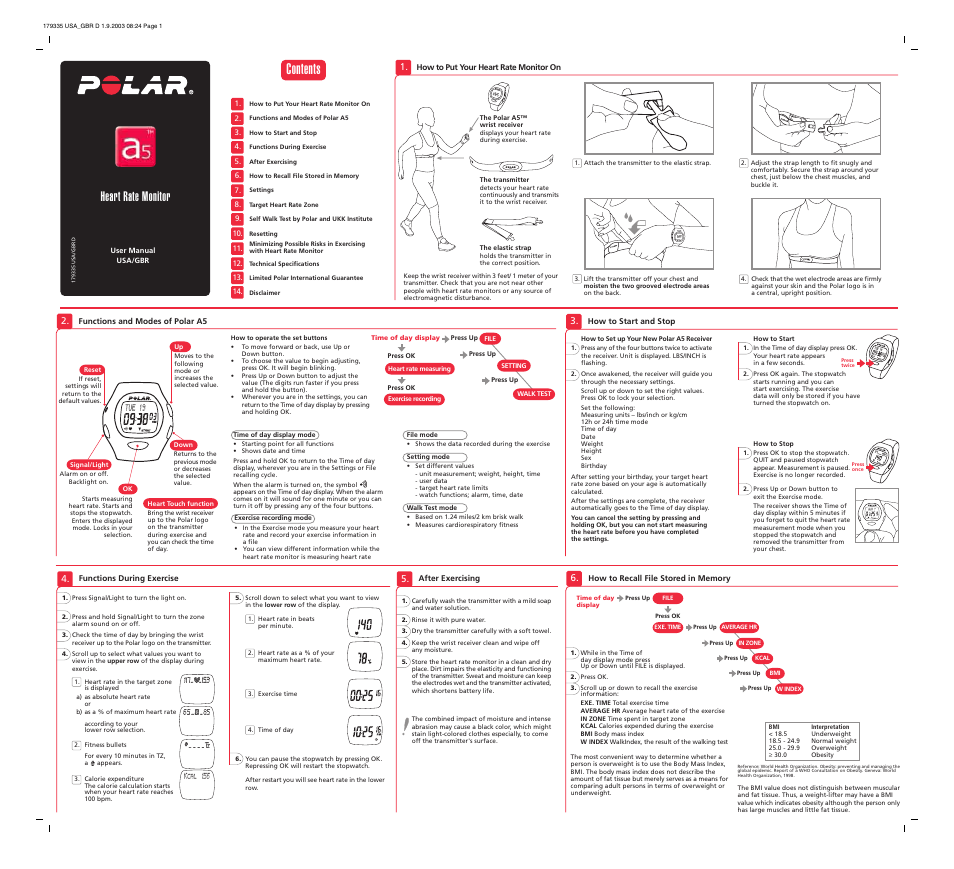 POLAR a5 User Manual | 2 pages
