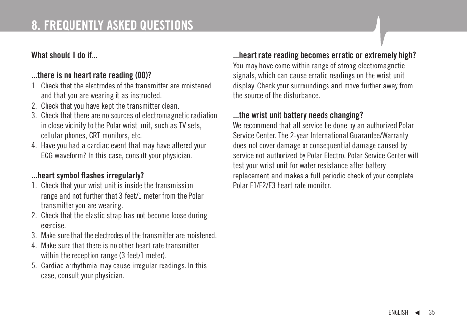 Frequently asked questions | POLAR F1 User Manual | Page 16 / 19