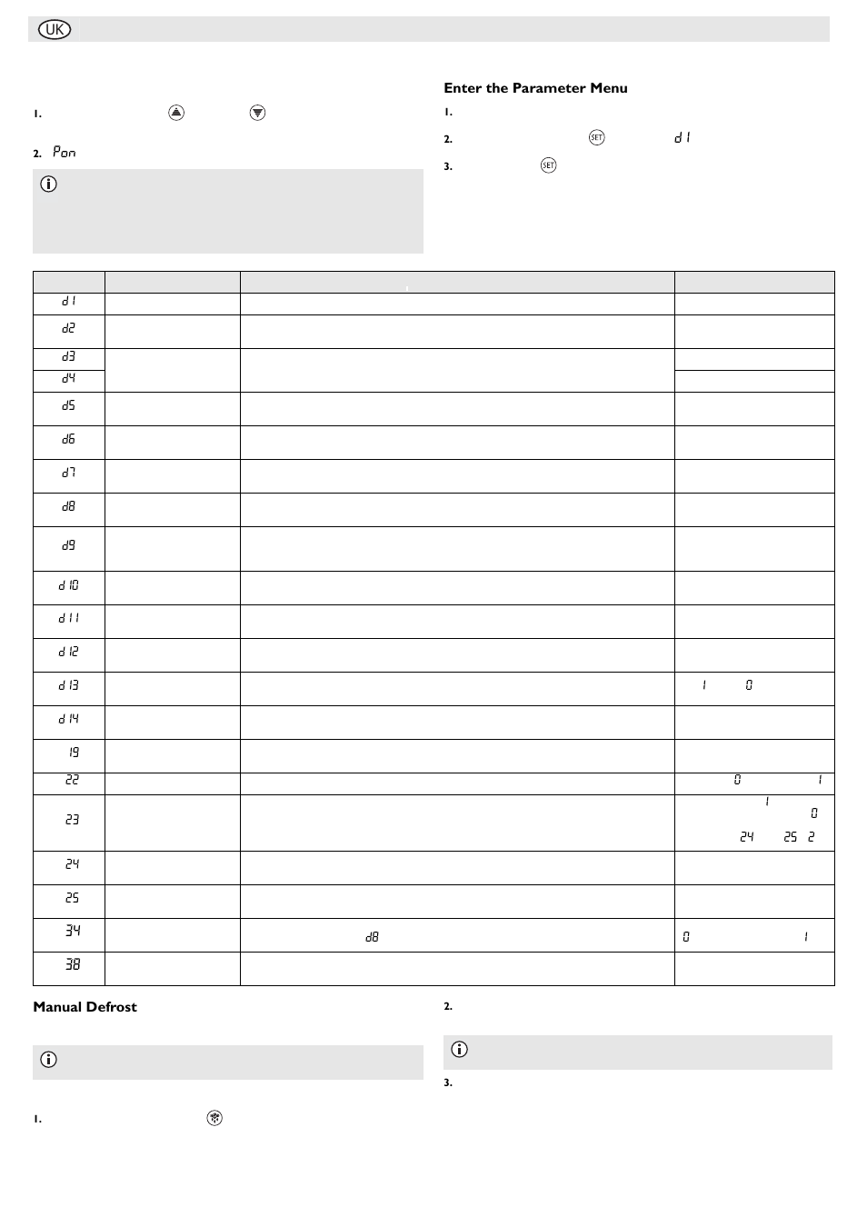 Enter the parameter menu, Manual defrost | POLAR G600 User Manual | Page 4 / 8