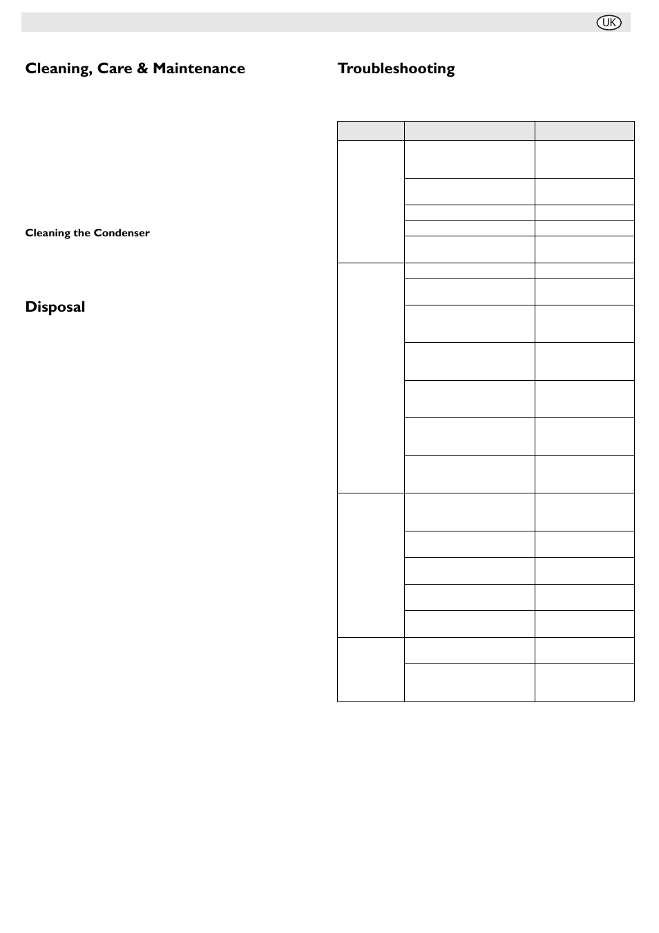 Cleaning, care & maintenance, Disposal, Troubleshooting | POLAR G600 User Manual | Page 5 / 8