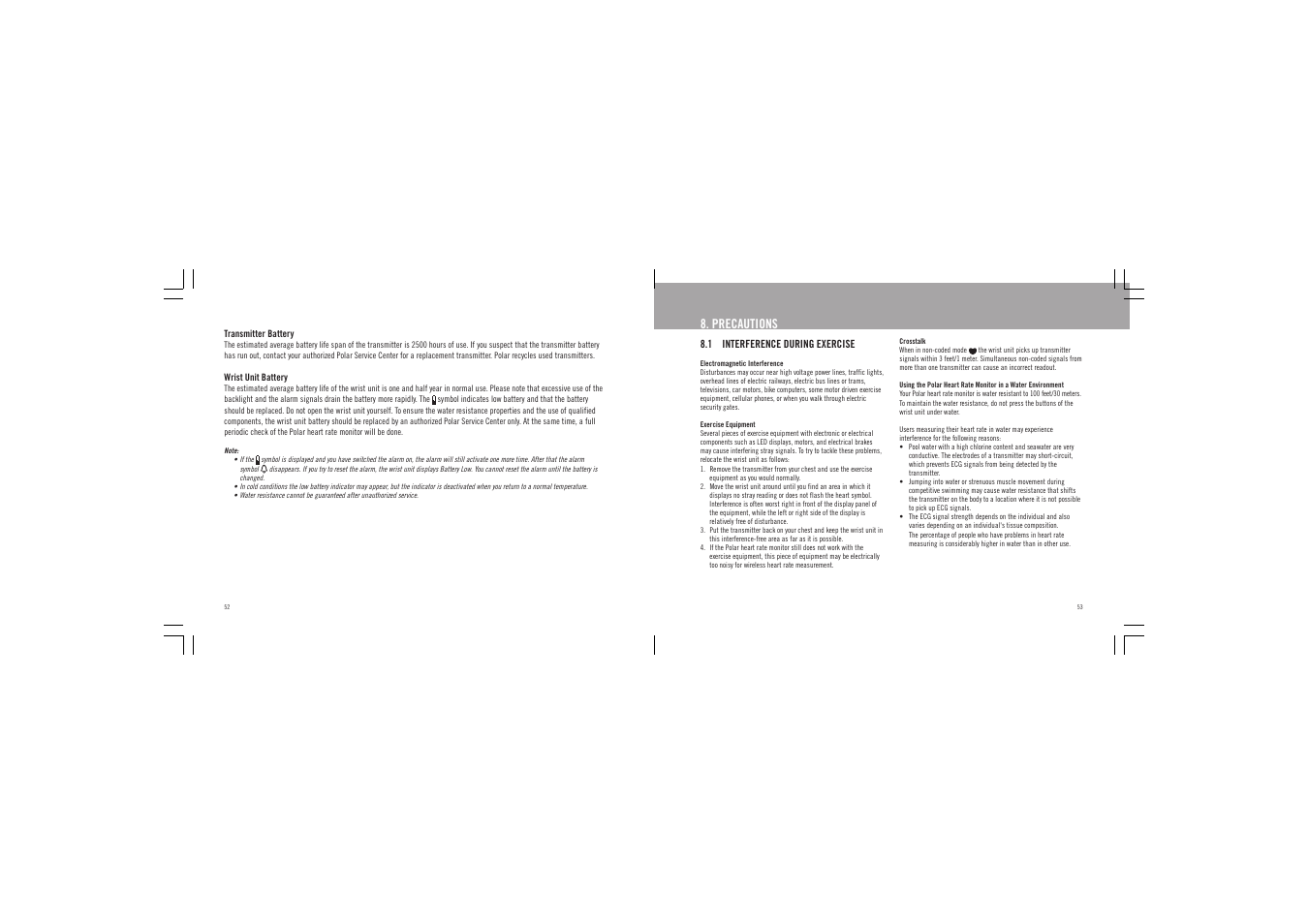 Precautions | POLAR F6 User Manual | Page 27 / 31