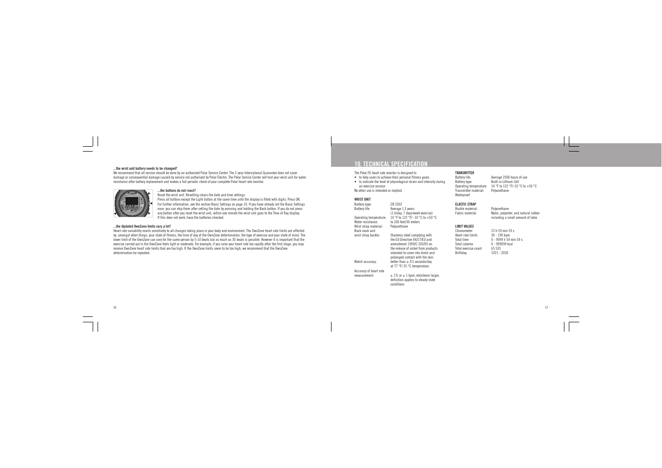 Technical specification | POLAR F6 User Manual | Page 29 / 31