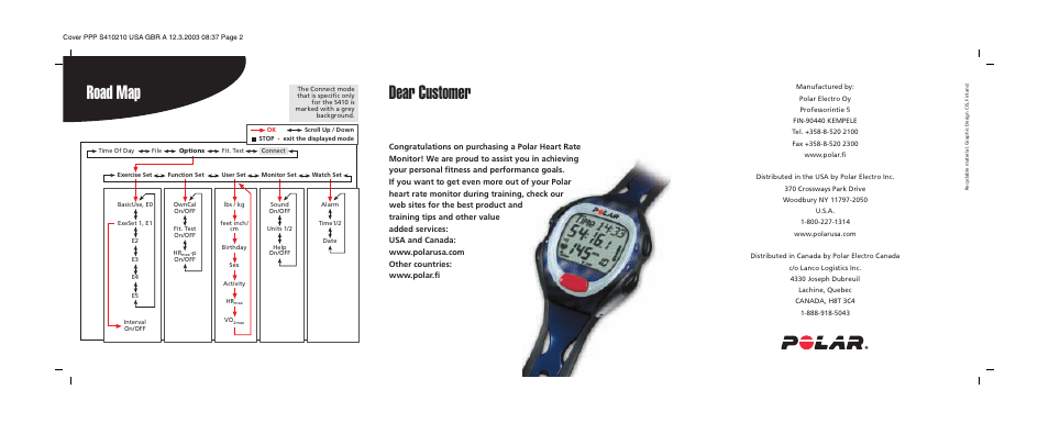 Road map, Dear customer | POLAR S410 User Manual | Page 2 / 94