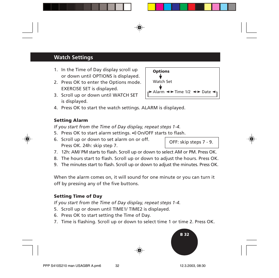 Watch settings | POLAR S410 User Manual | Page 34 / 94