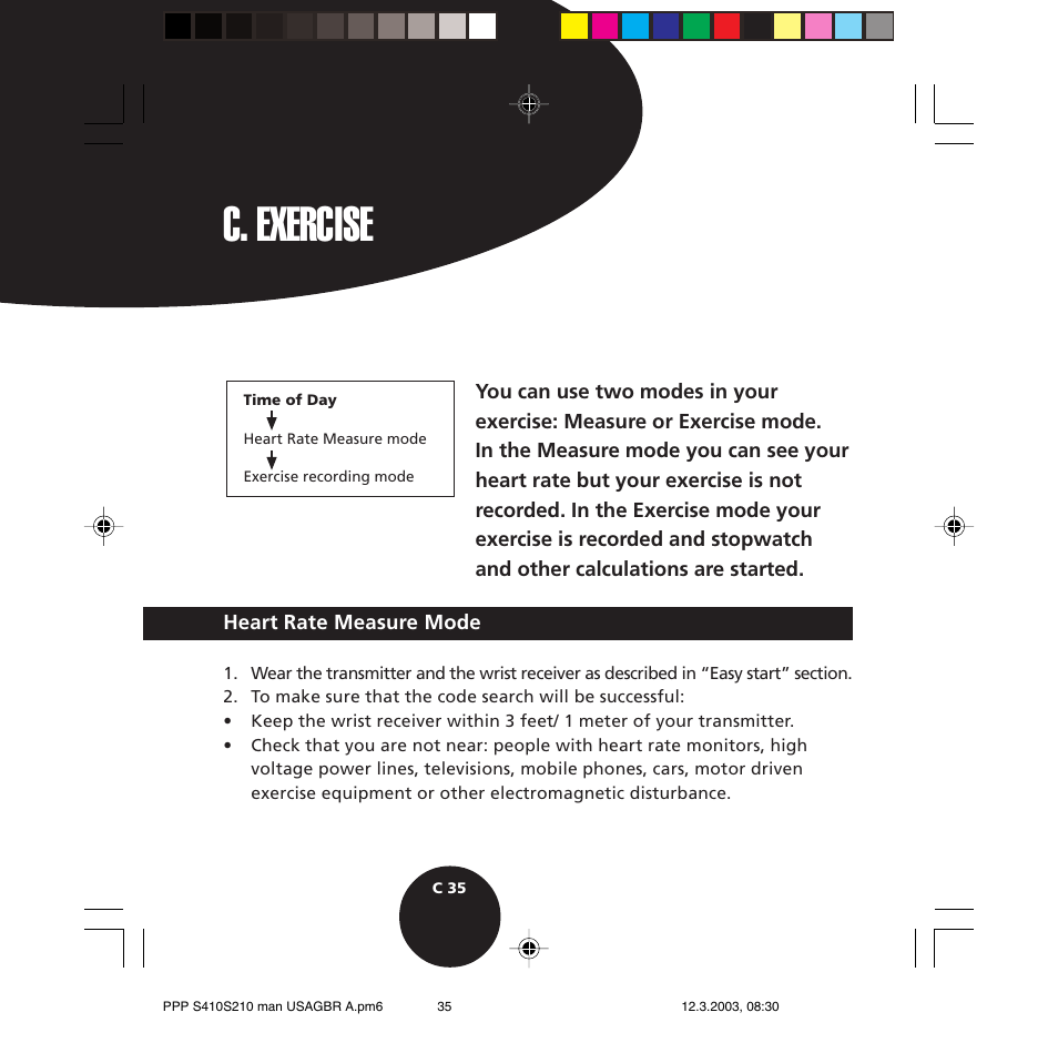 C. exercise | POLAR S410 User Manual | Page 37 / 94