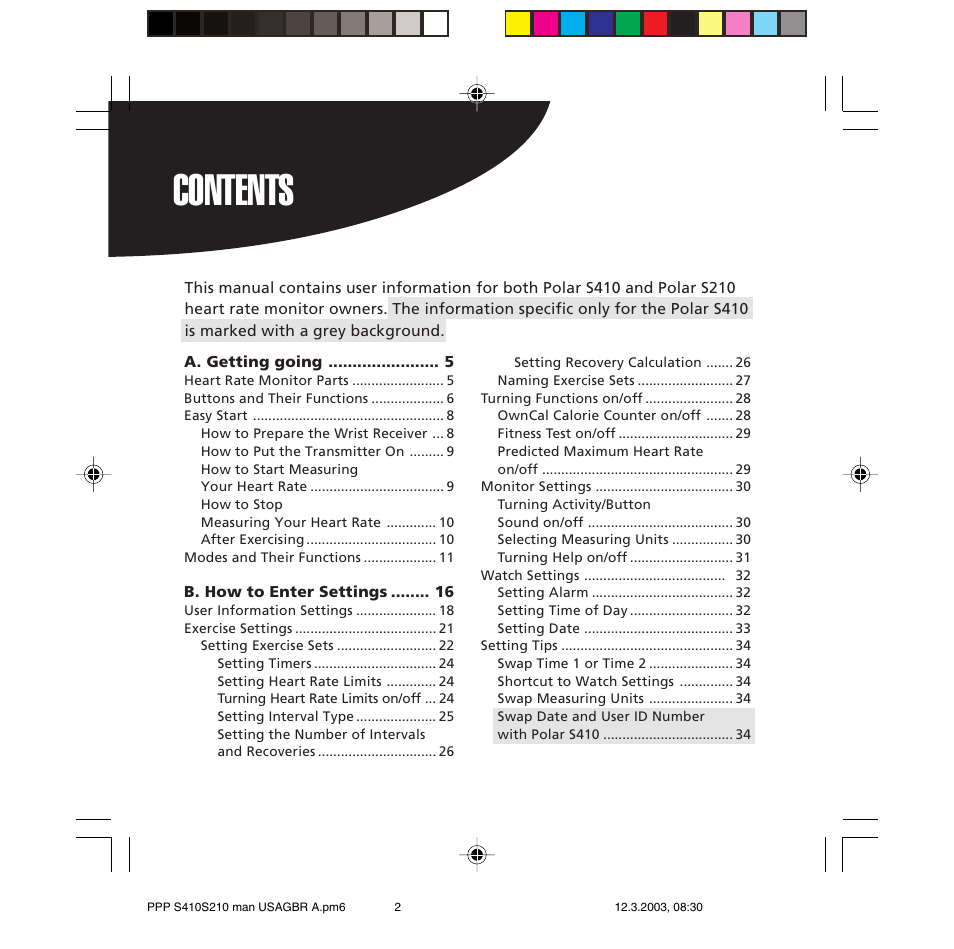 POLAR S410 User Manual | Page 4 / 94