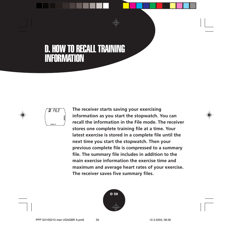 D. how to recall training information | POLAR S410 User Manual | Page 52 / 94