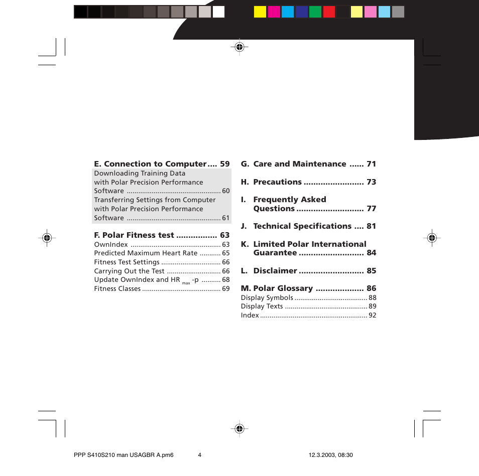 POLAR S410 User Manual | Page 6 / 94