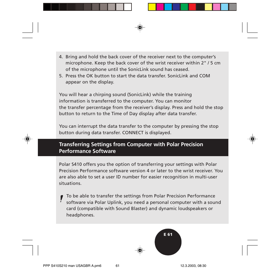 POLAR S410 User Manual | Page 63 / 94