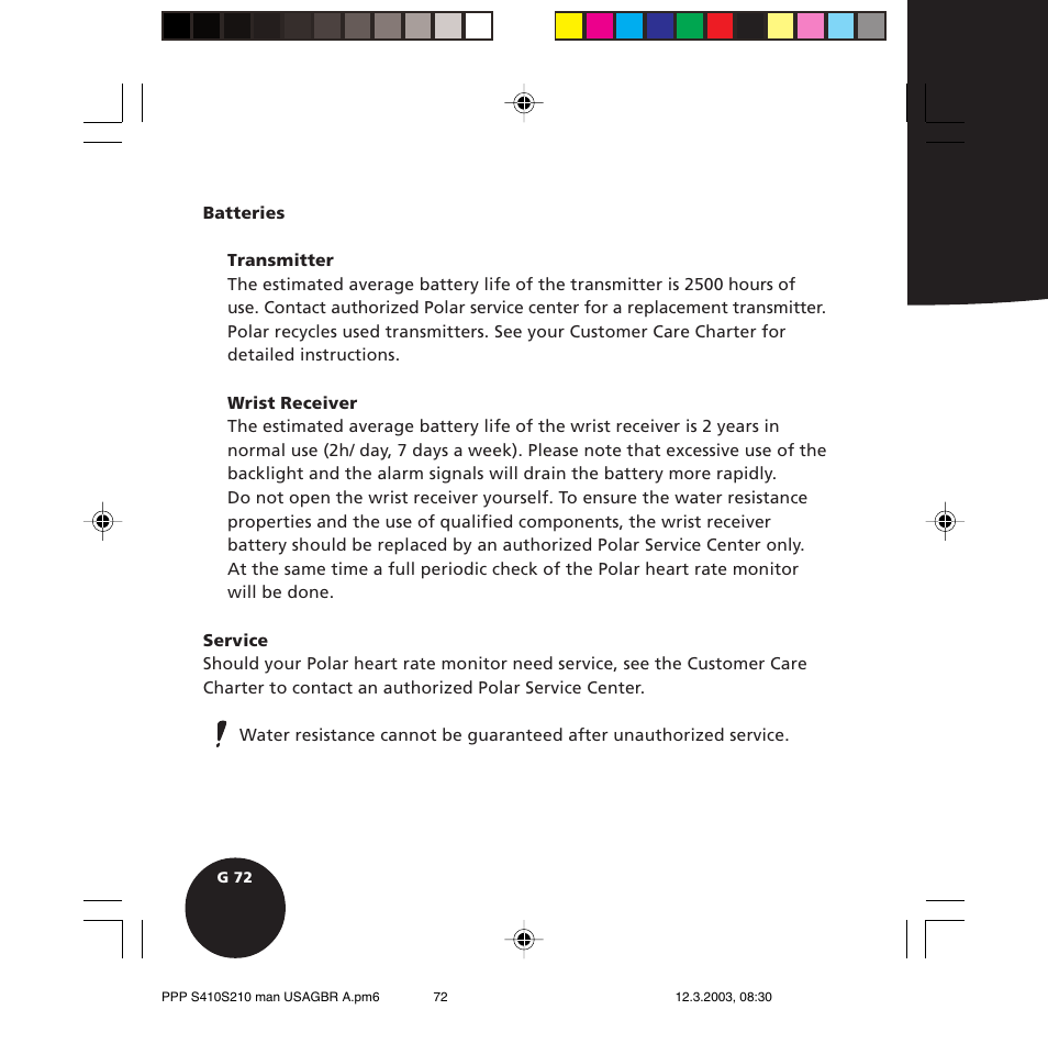 POLAR S410 User Manual | Page 74 / 94