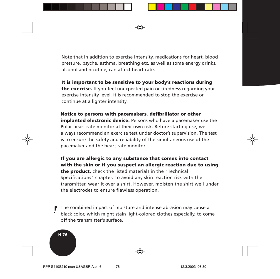 POLAR S410 User Manual | Page 78 / 94
