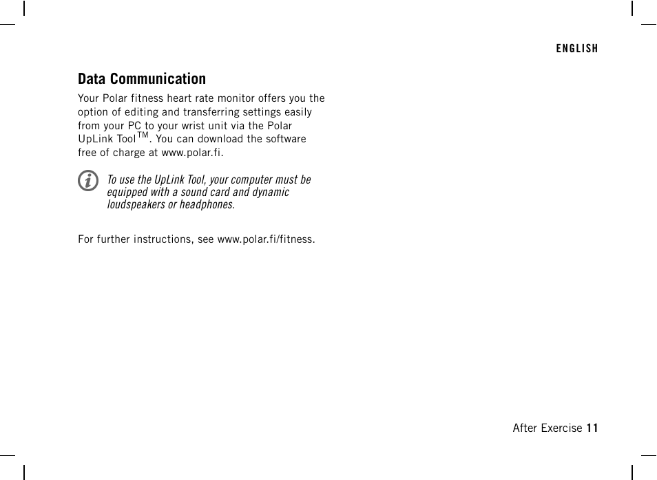 Data communication | POLAR F4 User Manual | Page 11 / 25